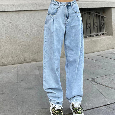 Jeans Retro Cintura Alta Mujer - Corte Holgado y Casual