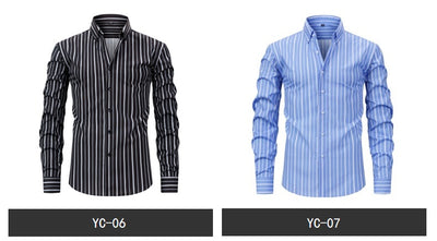 Camisa Estampada Digital a Rayas con Cuello Solapa - Manga Larga para Hombre - Image 18