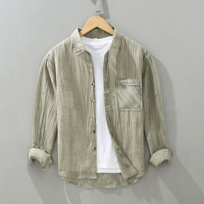 Camisa de Lino y Algodón con Solapas Plisadas - Estilo Retro Casual Holgado - Image 9