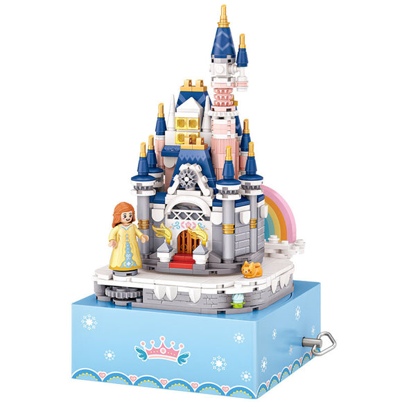 Castillo Musical Miniatura con Bloques de Construcción Ensamblables para Niñas