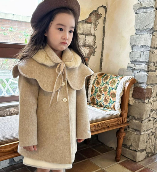 Abrigo Reversible de Lana y Cachemira para Niña Estilo Retro - Image 9
