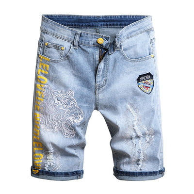 Shorts Vaquero Elástico Hombre Cinco Bolsillos con Bordado - Image 13