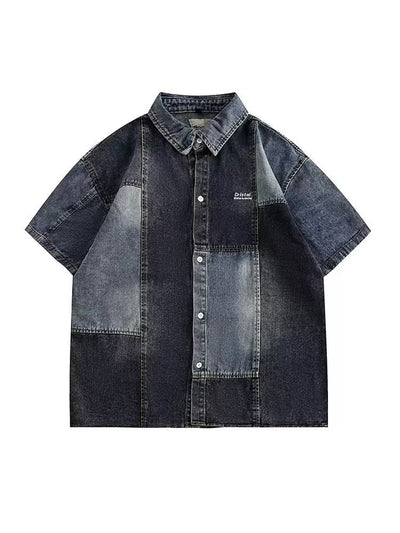 Camisa Denim Retro Estilo Japonés con Costuras Lavadas para Hombre - Image 9