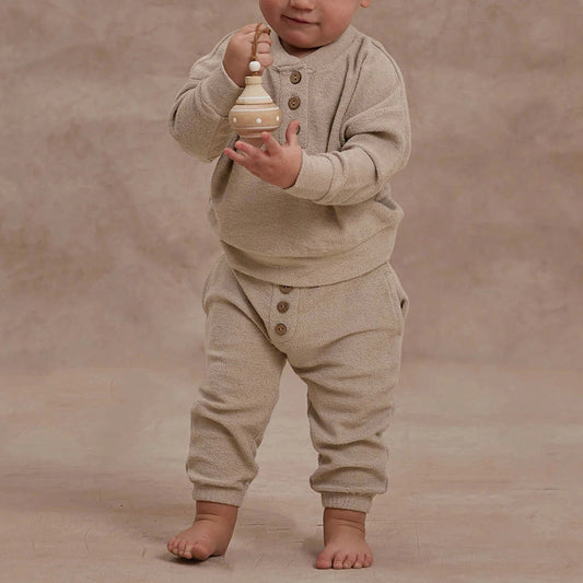 Conjunto de Pijama Infantil en Tela de Toalla - Comodidad Simplista para el Hogar - Image 2