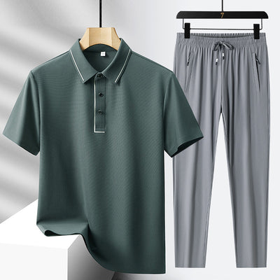 Conjunto Deportivo Polo y Pantalón Ice Silk sin Costuras - Lujo Ligero - Image 16