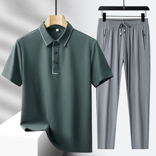 Conjunto Deportivo Polo y Pantalón Ice Silk sin Costuras - Lujo Ligero - Image 16
