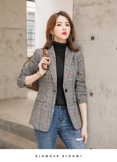 Blazer Cuadriculado Mujer con Cintura Ajustada - Image 17