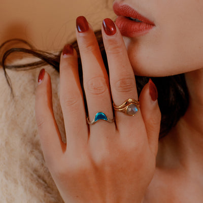 Anillo Retro de Formas Irregulares Exageradas