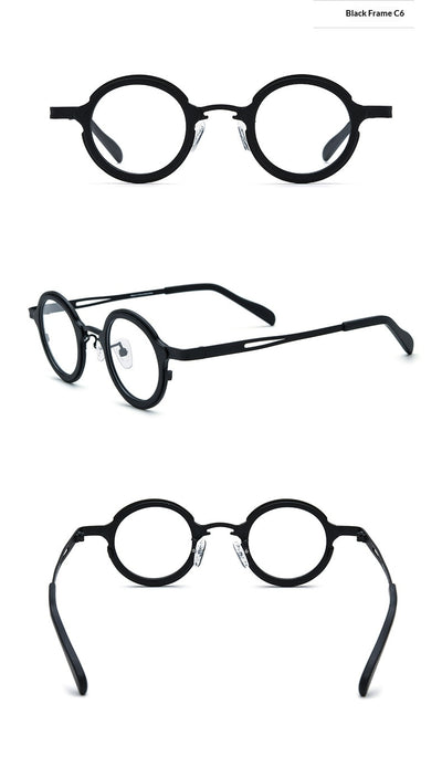 Armazón de Gafas Redondo en Titanio Ensamblado - Image 18