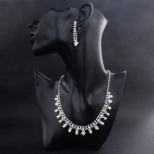 Conjunto de Aretes y Collar con Perlas y Cristales para Mujer - Image 54