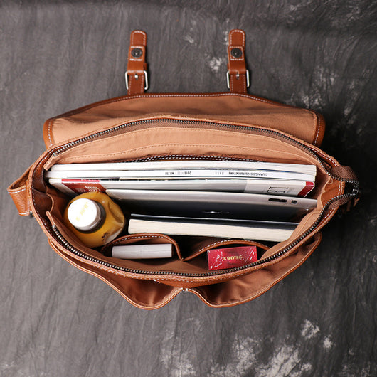 Bolso Bandolera de Cuero Genuino Gran Capacidad para Hombre - Image 14