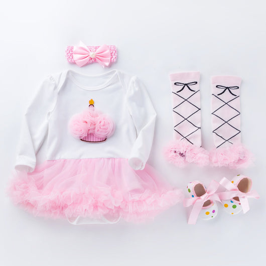 Conjunto de 4 Piezas Romper Princesa Rosa para Bebé Recién Nacido - Image 4