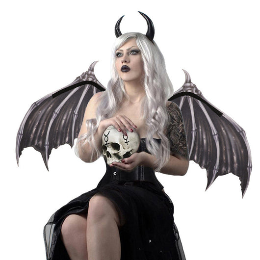 Alas de Demonio en Tela No Tejida Blanco y Negro