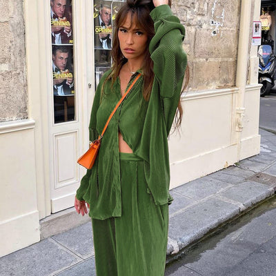 Traje de Pantalón Plisado Cintura Alta para Mujer - Image 2