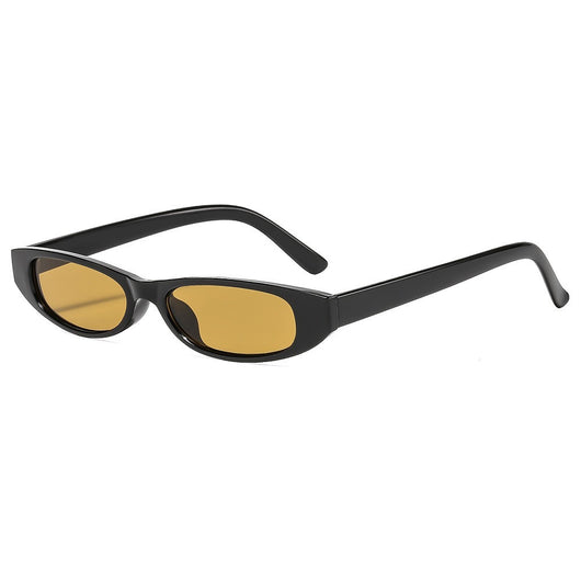 Yellow retro small frame sunglasses with translucent frames and matching yellow lenses on a white background. - Image 11