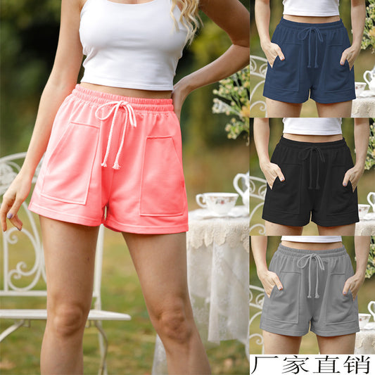 Pantalón de Cintura Alta Ancho con Cordones y Encaje