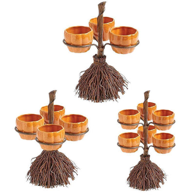 Decoración Halloween: Soporte para Snacks con Diseño de Calabaza y Escoba - Image 2