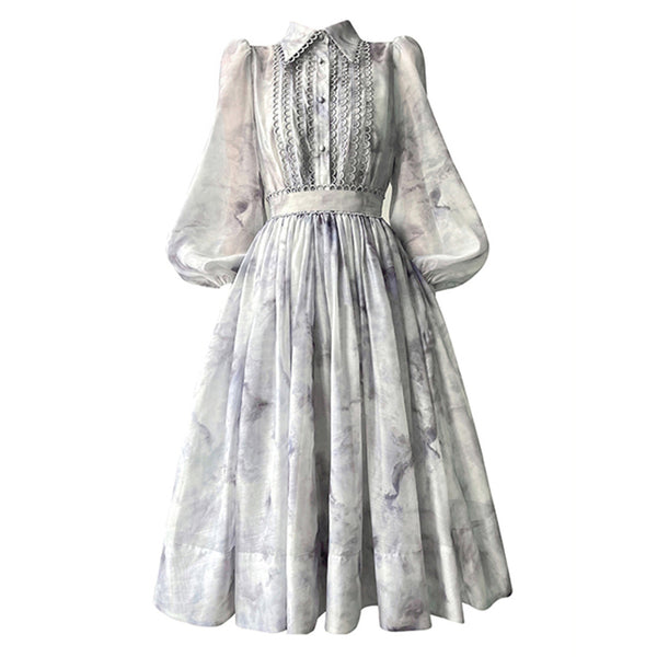 Vestido Camisero con Mangas de Encaje Burbuja - Image 3