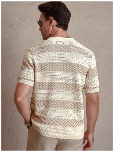 Polo Manga Corta Tejido a Rayas para Hombre - Image 20
