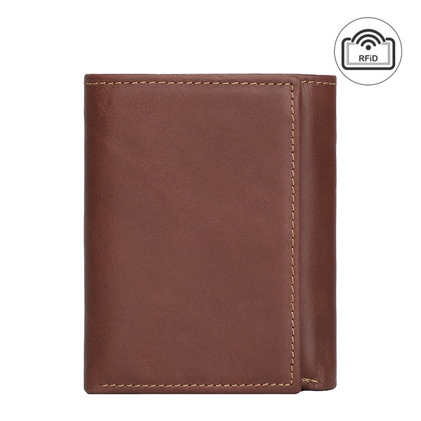 Billetera Vintage de Cuero con Protección RFID y Múltiples Compartimentos
