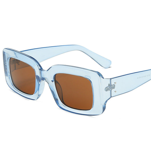 White square-frame sunglasses with dark gray lenses, featuring a chunky and fashionable design. - Image 17