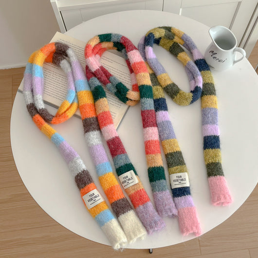 Bufanda Larga Retro Arcoíris Tejida con Diseño Elegante y Corte Slim - Image 29
