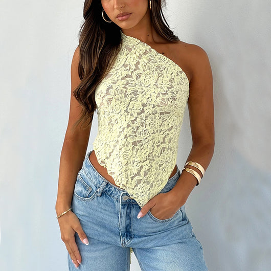 Top Encaje Asimétrico Espalda Descubierta - Estilo Urbano Minimalista - Image 6