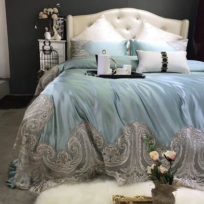 Juego de Cama 4 Piezas Algodón Premium con Encaje y Toque Sedoso - Image 3