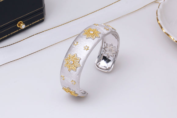 Pulsera Copo de Nieve Dividido en Plata 925 con Baño de Oro