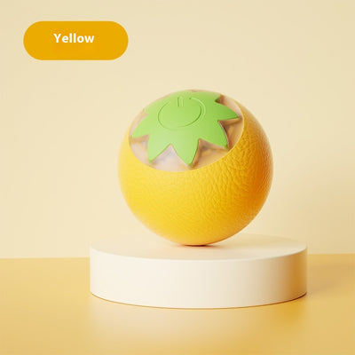Green electric pet toy ball with a textured surface and a white strawberry-like design featuring a power button. - Image 10