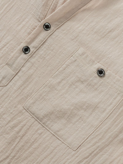 Camisa de Lino con Cuello Mao Manga Corta para Hombre - Image 18