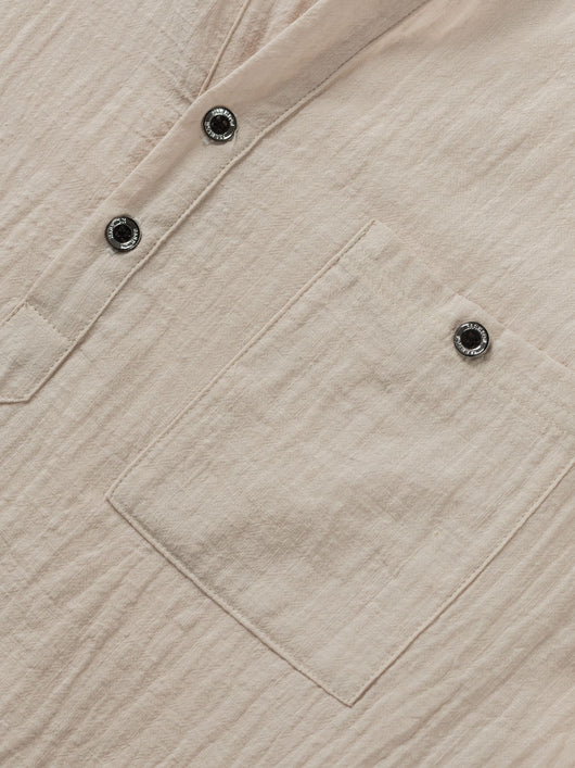 Camisa de Lino con Cuello Mao Manga Corta para Hombre - Image 18