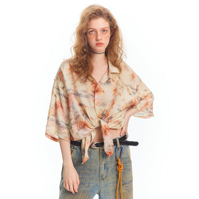 Camisa Teñida a Mano de Manga Corta Unisex