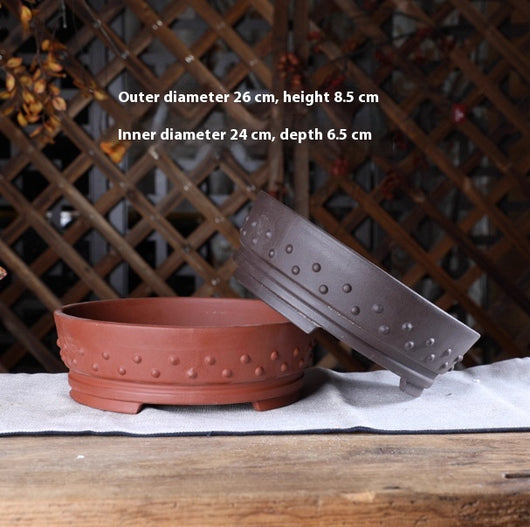 Maceta Grande de Barro Púrpura Estilo Chino con Diseño de Tambor - Image 11