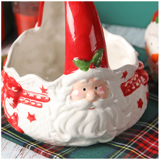 Cesta de Cerámica Pintada a Mano con Papá Noel en Relieve - Image 13