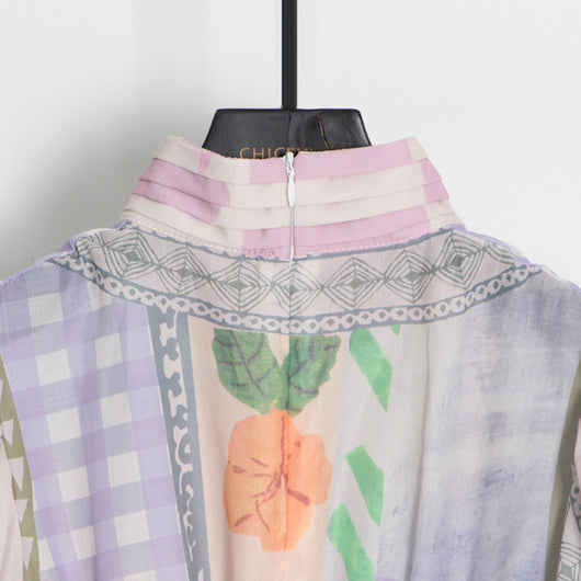 Vestido Largo Estilo Resort con Cuello de Pie y Mangas Largas Estampado para Mujer - Image 15