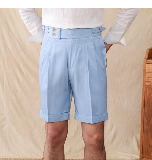 Pantalones Cortos Casuales Napoli de Doble Pliegue para Hombre - Estilo Británico - Image 13