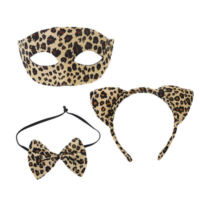 Conjunto de Máscara Media Cara y Diadema Estampado Leopardo para Halloween - Image 5