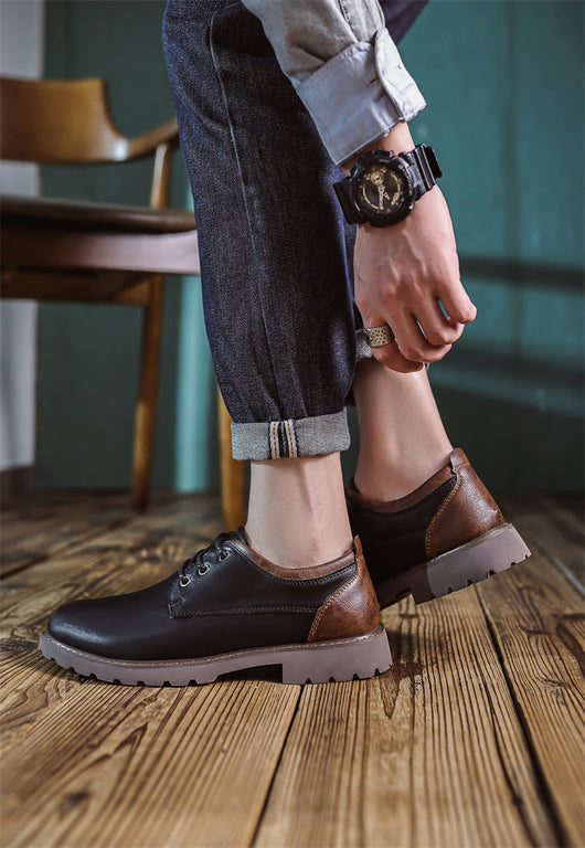 Zapatos Casuales de Cuero Estilo Británico Retro para Hombre - Image 24