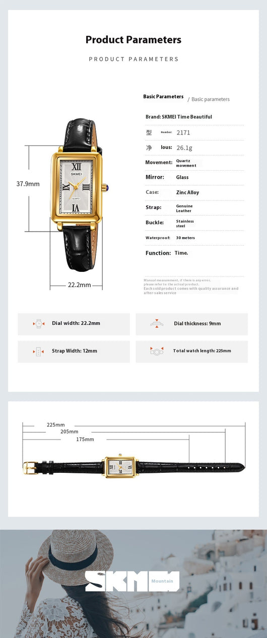 Reloj Retro Rectangular para Mujer - Resistente al Agua, Cuarzo de Precisión - Image 13