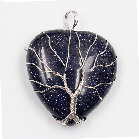 Colgante Corazón Melocotón Cristal Natural Árbol de la Vida para Parejas - Image 4