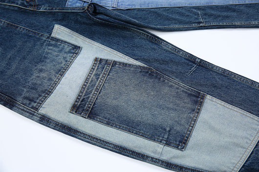 Jeans Vintage Deconstruido con Parches Pesados Lavado Retro - Image 17
