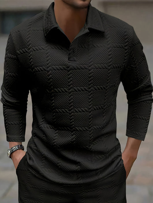 Polo Manga Larga Clásico con Solapa y Botones para Hombre - Image 17