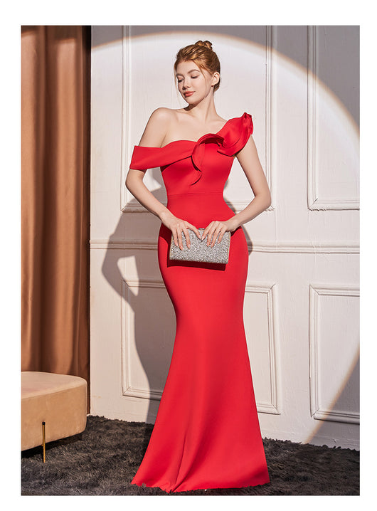Vestido Largo Elegante con Hombros Inclinados Efecto Adelgazante - Image 15