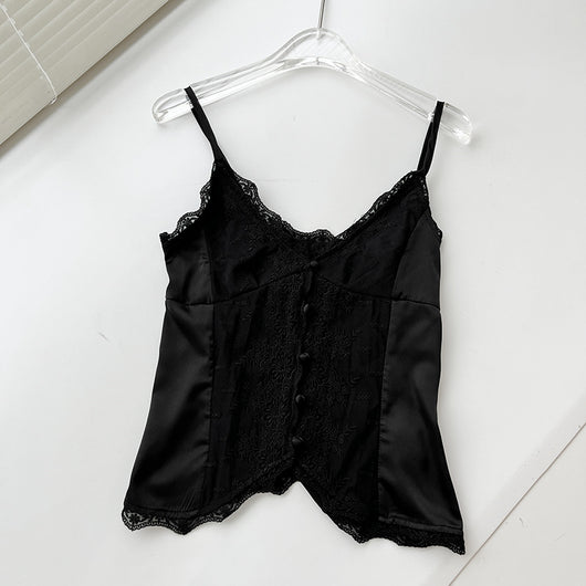 Blusa Slip Satinada Ajustada con Encaje Delicado - Image 7