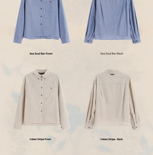 Camisa Clásica Retro Americana con Cuello Solapa y Rayas Bordadas para Mujer - Image 8