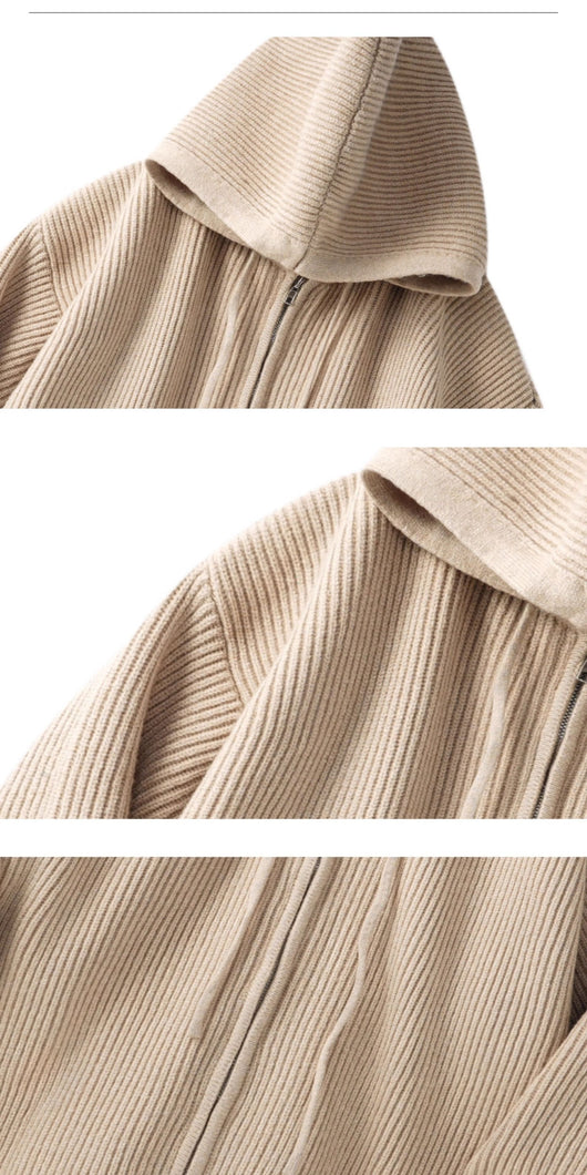 Suéter Chaqueta Tejido Otoño-Invierno para Hombre con Doble Cierre y Capucha - Image 24