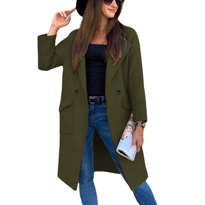 Abrigo de Lana con Cuello de Traje y Bolsillos Botón para Otoño e Invierno - Image 13
