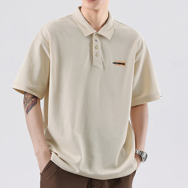 Polo Retro con Textura Bordada para Hombre
