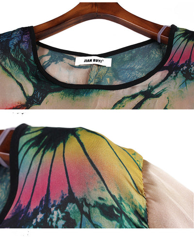 Traje Suelto de Seda Satinada Estampada con Cuello Redondo - Image 15